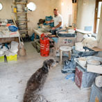 Nic Collins and Sabine Nemet in their pottery 2016